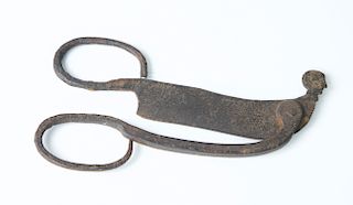 Pair of Unusual Cast Iron Scissors with Portrait of Gentleman, 18th Century