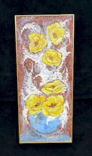 L. AUGUST SGN. OIL ON CANVAS YELLOW FLOWERS 