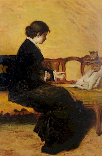 Giorgia Fraia 
(Italian, 20th century)
Woman with a Cat