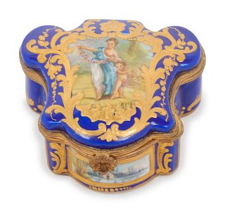A Sevres Porcelain Box
Width 2 3/8 inches.