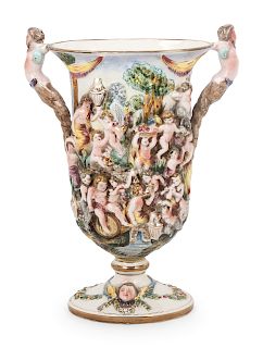 A Capodimonte Porcelain Urn
Height 12 1/4 inches.