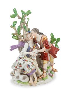 A Meissen Porcelain Figural Group
Height 8 1/2 x width 7 inches.