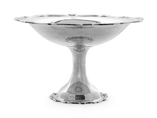 An English Silver Compote
London, Mappin & Webb, 20th Century
with scalloped edge.