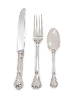 An American Silver Partial Flatware Service
Gorham Mfg. Co., Providence, RI
Chantilly pattern, comprising:7 luncheon knives with stainless steel blade