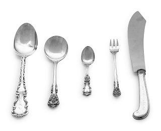 A Group of American Silver Utensils
Various Maker
comprising:12 Gorham King Edward soup spoons12 Gorham King Edward olive forks1 Gorham King Edward ic