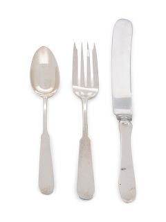 An American Silver Partial Flatware Service
Porter Blanchard, Burbank, California, 20th Century
in the Chino pattern, comprising:12 dinner knives with