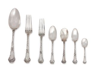 An American Silver Partial Flatware Service
Gorham Mfg. Co., Providence, RI
Poppy pattern, comprising:3 dinner forks6 luncheon forks12 teaspoons4 ice 
