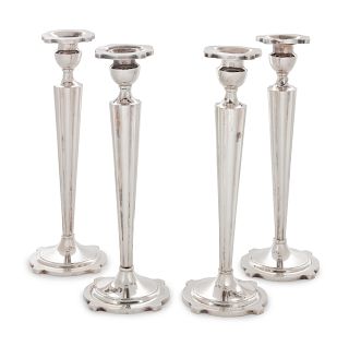 A Set of Four American Silver Candlesticks
20th Century
each of tapering baluster form, weighted.