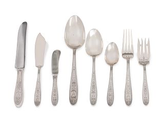An American Silver Partial Flatware Service
International Silver Co., Meriden,  CT
Wedgwood pattern, comprising8 dinner knives with stainless steel bl