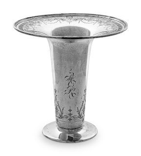 An American Silver Vase
Whiting Mfg. Co., North Attleboro, MA, 20th Century
with wide flared rim.