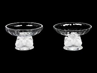 Two Lalique Molded and Frosted Compotes
Height 3 1/4 inches.