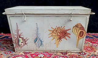 TOLE DECORATED NAUTICAL MOTIF CHEST 