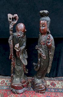 2 CARVED CHINESE FIGURES