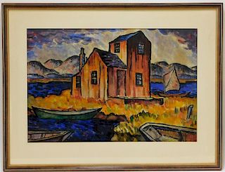 Robert Wade New England Boat House Painting