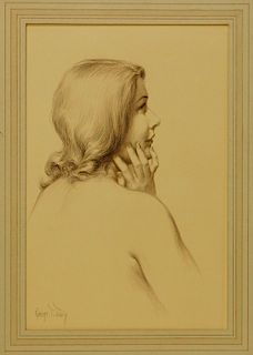 George T. Tobin Nude Woman Profile Illustration
