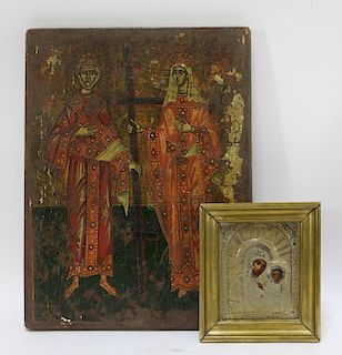 2PC Early Russian Greek Religious Christian Icons