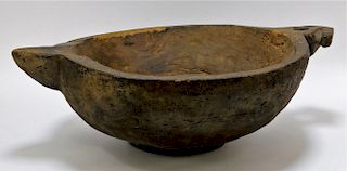African Tribal Carved Wood Ritual Vessel Bowl