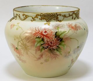 European Limoges Style Porcelain Spider Web Vase