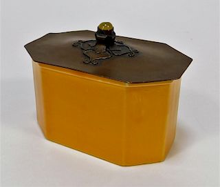 Czech Jugendstil Bohemian Copper & Porcelain Box