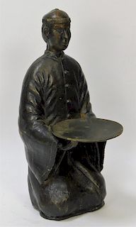 EARLY Chinese Qing Dynasty Bronze Attendant Figure