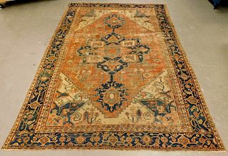 Persian Heriz Serapi Geometric Floral Carpet Rug
