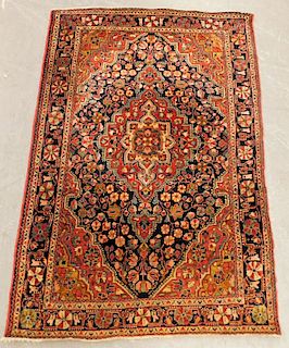 Antique Sarouk Floral Geometric Carpet Rug