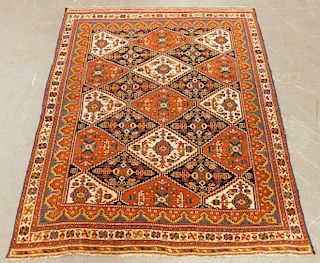 Antique Afhshar Geometric Diamond Pattern Carpet