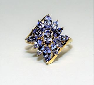 14K Yellow Gold Simulated Lilac Amethyst Ring