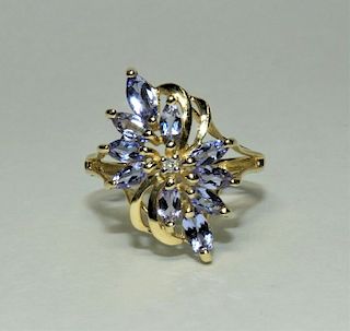 14K Yellow Gold Synthetic Amethyst Cocktail Ring