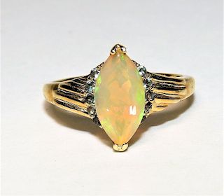 14K Yellow Gold Opal & Light Blue Sapphire Ring