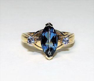 10K Yellow Gold Spinel & Simulated Sapphire Ring