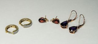 3 PR Amethyst Garnet Diamond Earrings