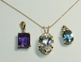 3 Amethyst White Sapphire & Topaz Pendant Necklace