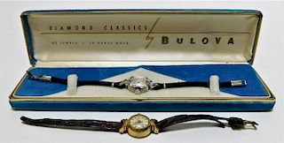 2PC Lady's Bulova 14K Cocktail Wrist Watches
