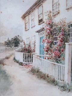 Jane Brewster Reid Watercolor "Nantucket Street Scene"