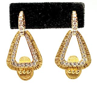 22K Yellow Gold & Diamonds Dangle Earrings