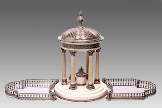 A Debain French Silver & Marble Centerpiece 19th C
