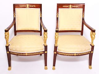 French Jacob Frères Bronze Mounted Armchairs 1800