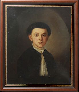 "Portrait of a Boy" Oil on Canvas 19th C.