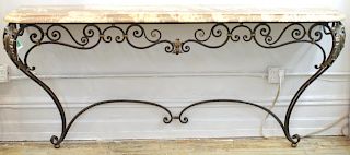 French Wrought Iron w Marble Top Console Table