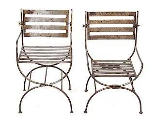 French Modern Metal Chairs Group of 2