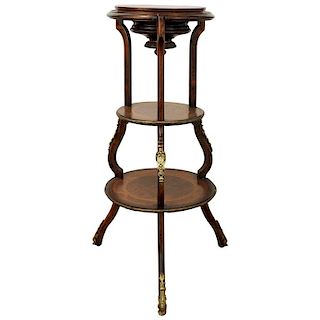 French Marquetry Wood Three Tier Etagere, 19th C.