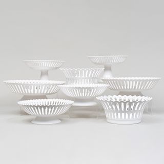 Group of Bourg-Joly Malicorne White Glazed Earthenware Serving Pieces