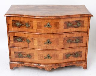 Continental Parquetry Wood Serpentine Commode