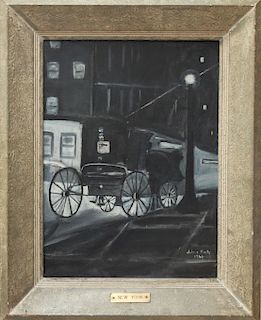Julius Fielo New York Nightscape Oil on Canvas