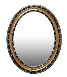 Irish Regency Parcel Gilt Gessoed Wood Oval Mirror