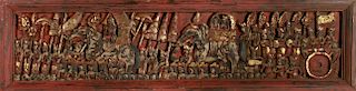 Asian Relief Carved Panel w Procession & Elephants