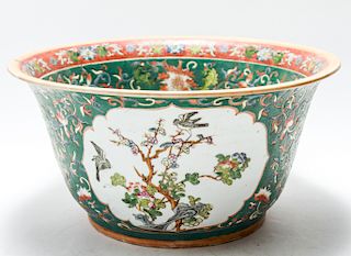 Chinese Famille Verte Flower Motif Porcelain Bowl