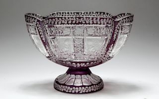 Bohemian Cut-Crystal Floral Motif Oval Footed Vase