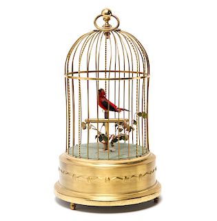 Karl Griesbaum Singing Bird Automaton, Brass Cage